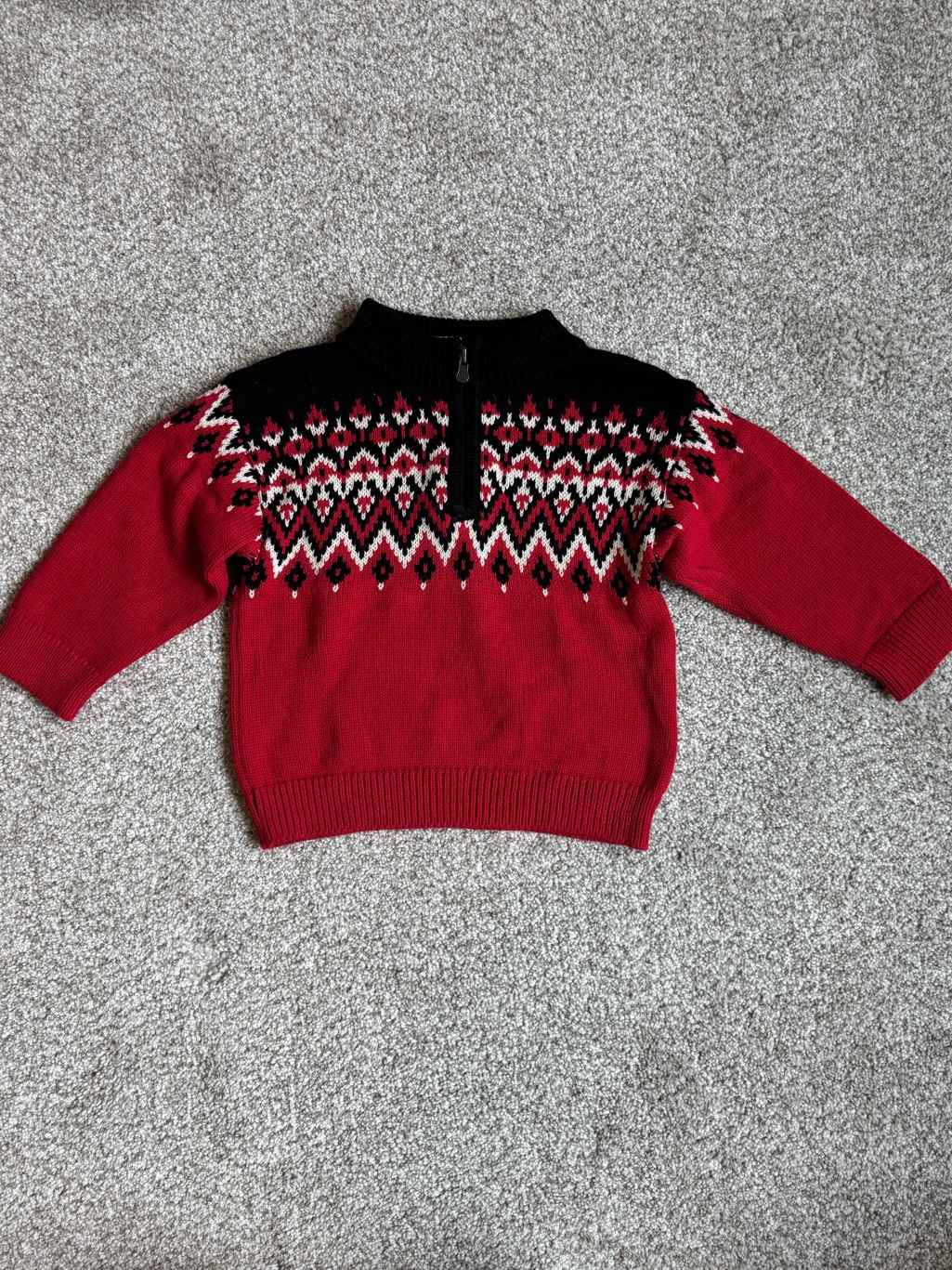 Baby Gap Black And Red Knit Zip Sweater